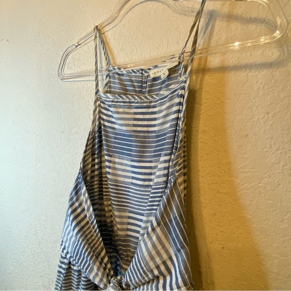 Lovestitch Wide Leg Striped Boho Romper Jumpsuit w/Front Tie Pockets 100% Cotton - Picture 6 of 15
